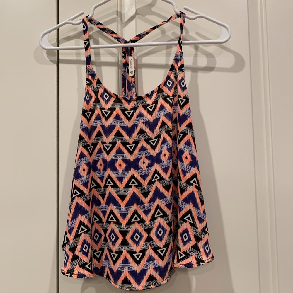 Chevron retro print blouse